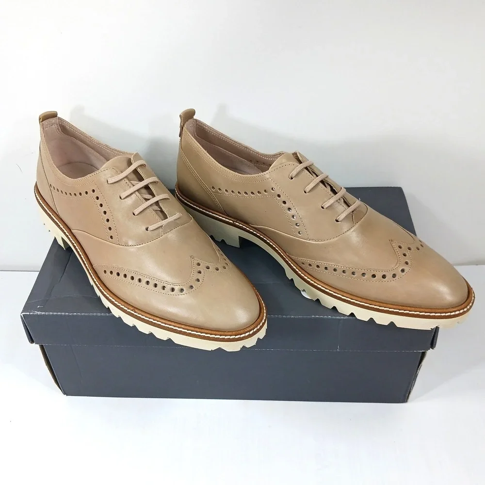 ECCO Incise Tailored Dune Leather Wingtip Oxford Shoes 265863 01212 Mens 11 US